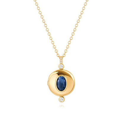 18k Gold Plated Chain Link Necklace for Women, Baroque Pearl/Compass Pendant Necklace - color: Locket