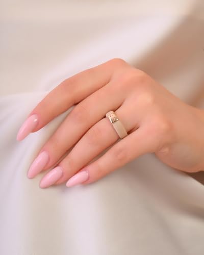 Rinfit Silicone Rings for Women 6mm Wide & Men 7mm Wide, 2mm Thick - Silicone Wedding Bands- Infinity Ring with Metal Plate - Patented Design - color: Pack A: Nude / Rose Gold, size: Size 8, style: Women
