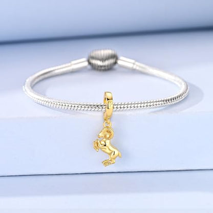 LAZA 925 Silver Charms for Bracelets and Necklaces Gold charms for Women | Summer Travel Party Lucky Zodiac Charms Clearance Pendant Beads Christmas Birthday Graduation Gift Jewelry for Women - color: Aries