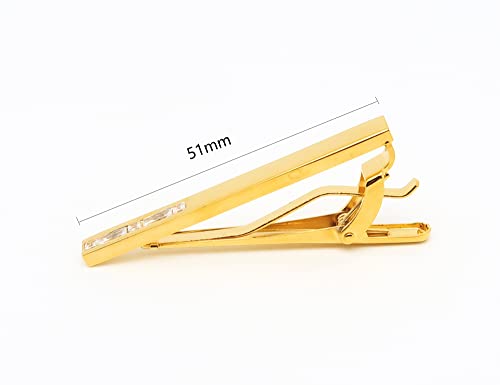 Men Crystal Tie Clip Tie Bar for Regular Necktie Silver In Gift Case | Purple/Blue/Red/Black/White Crystal Tie Pin for Men Business Anniversary Wedding Party Office Formal Daily Occasions Suit - style: Transparent Crystal Gold Plated Tie Clip