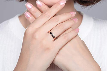 TRUMIUM 2mm 4mm 6mm 8mm Tungsten Wedding Band Ring for Men Women Silver/Rose Gold Plated/Rainbow/Gold Plated Domed High Polish Engagement Promise Rings Comfort Fit 4-15 - color: 4mm rose gold plated
