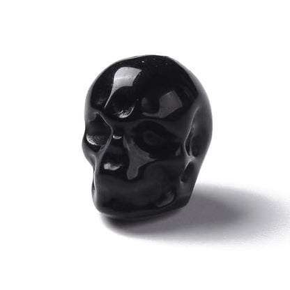 Elecrelive 5Pcs Gemstone Carved Skull Beads Black Obsidian Stone Halloween | Skeleton Head Beads for Halloween Necklace Bracelets Earrings Jewelry Making - color: Black