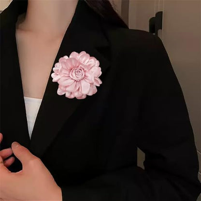 Dainty Fabric Rose Flower Large Brooch Lapel Pins Flower Brooches Pin Classic for Wedding Party Dance Banquet for Women Dress Suit Clothes Accessories Jewelry 100mm - color: Light Pink