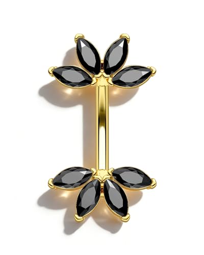 Lotus Rook Piercing Jewelry, 16G Eyebrow Rook Earrings, Stainless Steel Eyebrow Piercing Jewelry,Lobe Earrings 6/8MM - color: BKCZ-6MM