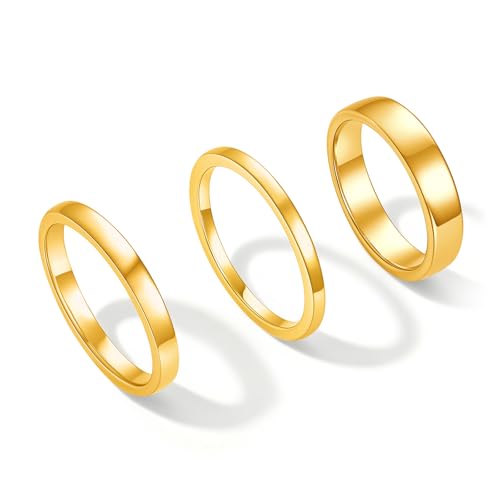 Cicy Bell Stackable Rings for Women 18K Gold Plated Non Tarnish Ring Set | Dainty Cubic Zirconia,Promise Wedding Engagement Rings, Statement Thin Rings,Trendy Jewelry Gifts - color: Gold-Style E, size: 8