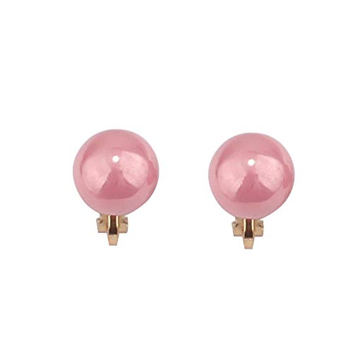 1-5 Pairs Pearl Clip on Earrings for Women Non Piercing Earrings Set Hypo-Allergenic Earrings - color: Pink Clip-ons