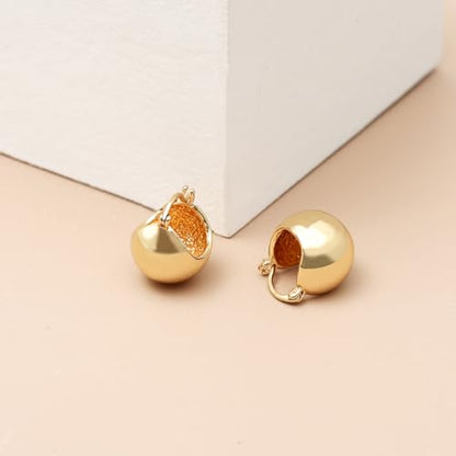 Small Chunky Gold Hoop Earrings For Women, 14k Gold Thick statement huggie hoop earrings Trendy Hoop Earrings Set Hypoallergenic Fashion Earrings - color: Ball-Gold