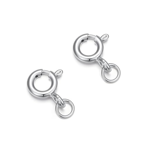 925 Sterling Silver Lobster Clasp for DIY Necklace Bracelet Jewelry Making, Double Spring Clasp with Closed Jump Rings, Necklace Extender Clasp Connector Bracelet Extension (Style 2) - style: Style 2
