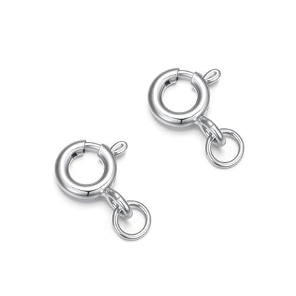 925 Sterling Silver Lobster Clasp for DIY Necklace Bracelet Jewelry Making, Double Spring Clasp with Closed Jump Rings, Necklace Extender Clasp Connector Bracelet Extension (Style 2) - style: Style 2