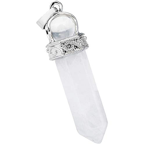 TUMBEELLUWA Crystal Point Necklace Hexagonal Prism Stone Pendant Women Men | Pack of 2, Healing Crystal Necklace, 19.86" Stainless Steel Chain, Spiritual Chakra Meditation Jewelry