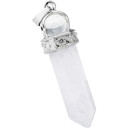 TUMBEELLUWA Crystal Point Necklace Hexagonal Prism Stone Pendant Women Men | Pack of 2, Healing Crystal Necklace, 19.86" Stainless Steel Chain, Spiritual Chakra Meditation Jewelry