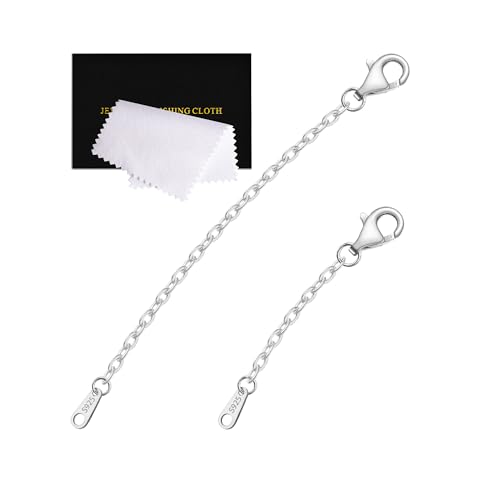 Necklace Extender Silver Durable Necklace Extenders, 925 Sterling Silver Chain for Bracelet Anklet 2 Piece Set 1" 2" Inches - color: Silver, size: 1 2 inch