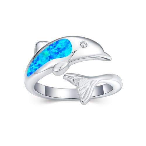 Midari Toe Rings for Women 925 Sterling Silver Hypoallergenic Adjustable Open Band Ring for Women Summer Beach Open Toe Jewelry Foot Jewelry - color: Dolphin Opal, size: Adjustable