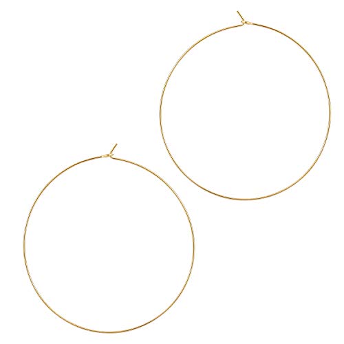 ESMATOO Thin Gold Hoop Earrings for Women - Hypoallergenic Lightweight Gold Hoop Earrings Dainty - Large - color: Gold, size: 70MM