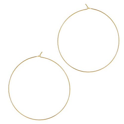 ESMATOO Thin Gold Hoop Earrings for Women - Hypoallergenic Lightweight Gold Hoop Earrings Dainty - Large - color: Gold, size: 70MM