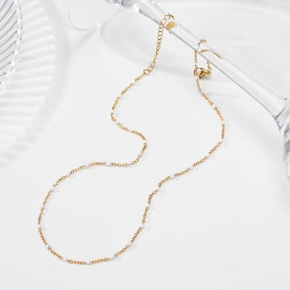 Gold Cross Women's Necklace 18K Gold Plated Stainless Steel Handmade Pearl Necklace Gold Paperclip Necklace, Fashion Jewelry Gifts - style: simplicity