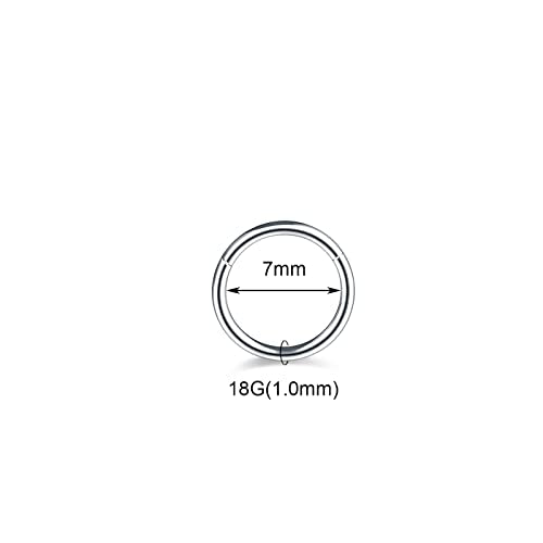 Aumeo 14G 16G 18G 20G Nose Ring Hoop Stainless Steel Hinged Segment Rings Hoops Nose Clicker Ring Tragus Helix Cartilage Daith Rook Earring Piercing Jewelry for Women Men - style: 5pcs 18g 7mm Mixed Colors