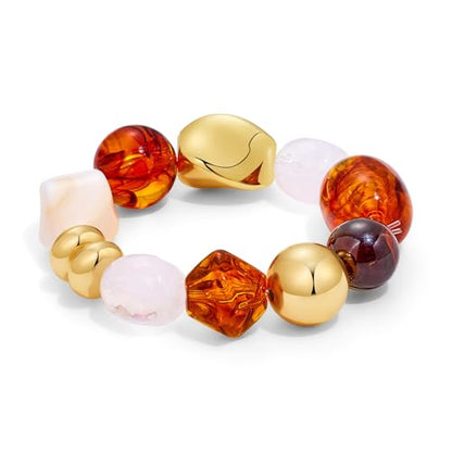 Multicolor Chunky Beaded Bracelet for Women Bold Acrylic Resin Stretch Bracelet Summer Beach Statement Bracelets Trendy Elastic Bangle Jewelry - color: Stretch bracelet