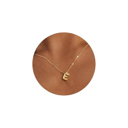 Gold Initial Necklace for Teen Girls Women Letter necklaces Jewelry Gifts | Gifts for Girls Women, Teen Girl Gifts Trendy Stuff, Bubble Letter Pendant Necklace - style: E