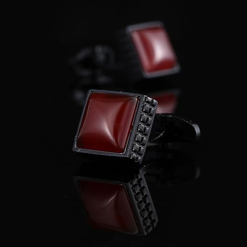 Black Square Men's Cufflinks Studs Set