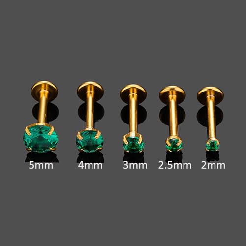 10Pcs 16G Emerald CZ Stainless Steel Lip Rings Internally Threaded Labret Lip Studs Monroe Medusa Piercing Jewelry Conch Helix Cartilage Studs Earrings 6mm 8mm 10mm - color: Silver, size: 6mm