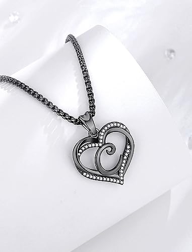 INFUSEU Unique Initial Necklaces for Women Girls Small Heart Letter Jewelry, Meaningful Personalized Gifts - style: C