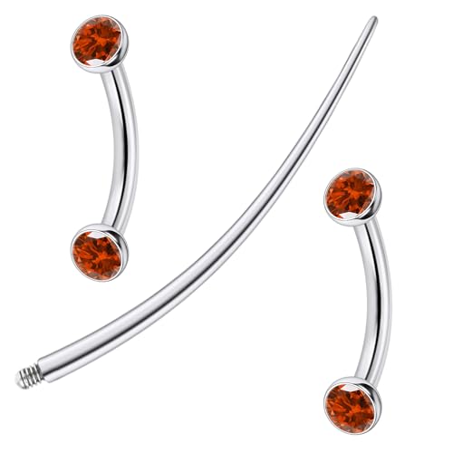 F136 Titanium 16g 6/8/10mm Eyebrow/Rook/Snug/Vertical-Labret/VCH/Snake-Eyes/Anti-Tragus/Christina/Daith/Belly-Button/Bridge/Hood/Surface Curved Barbell Piercing Jewelry for Women Men - color: Orange, size: 8 mm (5/16 in)