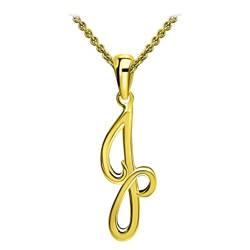 SEA OF ICE Letter Initial Necklace, Alphabet Letter Pendant Necklace, Sterling Silver, Gold, Rose Gold Necklace for Women, Elegant Initial Necklaces, Personalized Custom Women's Necklaces - color: Yellow Gold - J