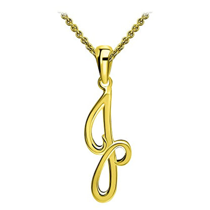 SEA OF ICE Letter Initial Necklace, Alphabet Letter Pendant Necklace, Sterling Silver, Gold, Rose Gold Necklace for Women, Elegant Initial Necklaces, Personalized Custom Women's Necklaces - color: Yellow Gold - J