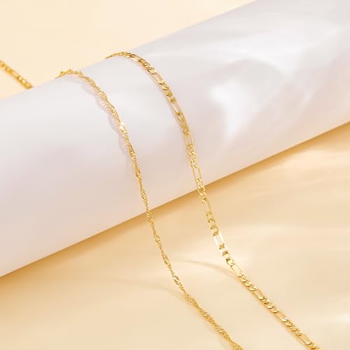 Tewiky Layered Waist Chain for Women, 14K Gold/Silver Plated Belly Chains | Beach Waist Beads Chain, Waterproof Twist Figaro Cuban Body Chain, Summer Jewelry for Women Gifts - color: Gold Waist Chain5