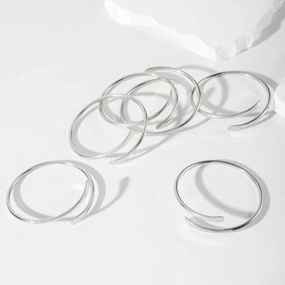 Layered Gold Sliver Plated Geometric Bracelets Set for Women,Open Adjustable Stacking Wrist Cuff Bracelets Punk Party Trendy Jewelry Accessories Gift - color: Silver
