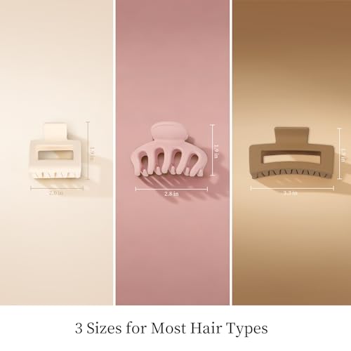 Small Medium Claw Clips for Women, 3 Styles Hair Clips for Thick and Thin Hair, Non-slip Strong Hold, 12 Pcs (White,Pink,Khaki,Brown) - color: White,Pink,Khaki,Brown