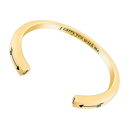 Dletay Urn Bracelet Cremation Bracelet for Ashes Memorial Ashes Bracelet Openable Cuff Bangle Bracelet - color: I carry you-Gold
