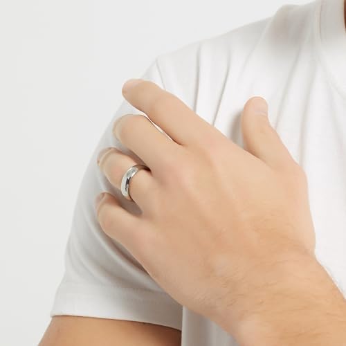 4mm 6mm Stainless Steel Rings Women Men High Polish Plain Dome Silver/Gold Wedding Band Comfort Fit - color: 6mm-Silver