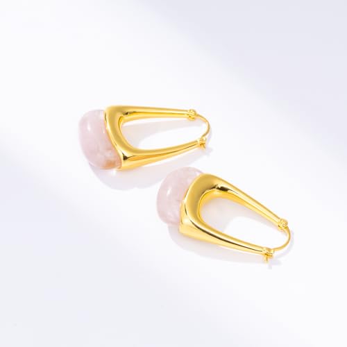Acrylic Gold Hoop Earrings Chunky Statement Dangle Drop Huggie Earring Colorful Resin Jewelry for Women - color: Pink