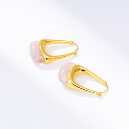 Acrylic Gold Hoop Earrings Chunky Statement Dangle Drop Huggie Earring Colorful Resin Jewelry for Women - color: Pink