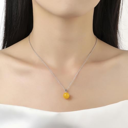 Natural Jade Necklace for Women Sterling Silver Adjustable Handmade Green Jade Pendant Necklaces Healing Crystal Necklace Good Luck Gift for Her - style: Citrine Necklace