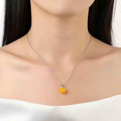 Natural Jade Necklace for Women Sterling Silver Adjustable Handmade Green Jade Pendant Necklaces Healing Crystal Necklace Good Luck Gift for Her - style: Citrine Necklace