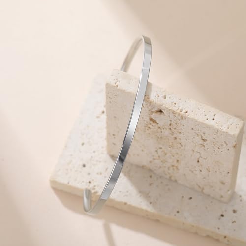 Minimalist Stainless Steel Cuff Bracelets For Adults, Simple Bangle Jewelry