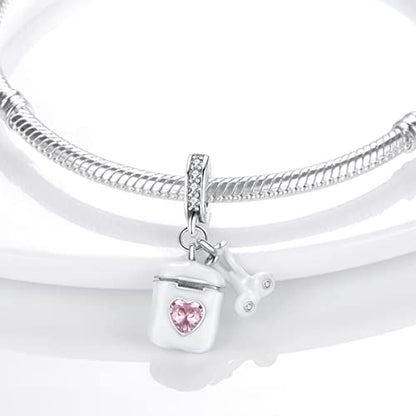MULA 925 Sterling Silver Charms for Bracelets and Necklace Family Pendants | Airplane Travel Dangle Beads Family Tree Jewelry Charms for Women - color: A-Wireless Earbuds Charm