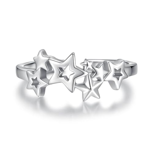 Sariel 925 Sterling Silver Toe Rings for Women Boho Adjustable Mid Finger Rings Summer Vacation Ocean Beach - color: Star
