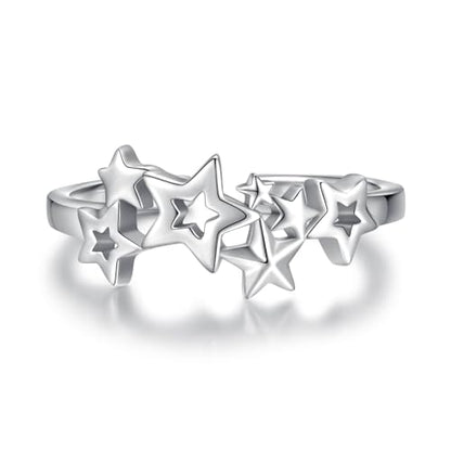 Sariel 925 Sterling Silver Toe Rings for Women Boho Adjustable Mid Finger Rings Summer Vacation Ocean Beach - color: Star