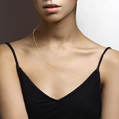 Miabella Italian Solid 925 Sterling Silver, 18Kt Gold Plated 2mm Paperclip Link Chain Necklace for Women, Made in Italy - size: Length 20 Inches, style: yellow-gold-plated-silver