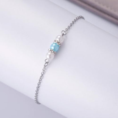 Ralukiia Something Blue Anklet for Bride, Walk Down the Aisle Anklet, Wedding Day Foot Jewelry, Something Blue Wedding Gifts for Bride, Bridal Ankle Bracelet, Bridal Shower Gift - color: 3 Pearls