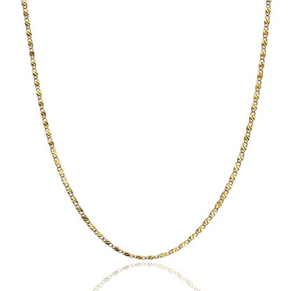 Womens Stainless Steel 18K Gold Plated Chain Necklace Jewelry Silver link Chain for Women Waterproof Never Tarnish 2/3/4mm 16 18 20 Inches - size: 18 inch, style: Mirror Chain