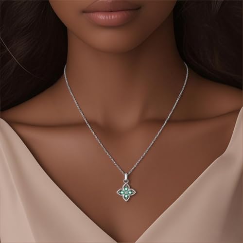 925 Sterling Silver Dainty Necklaces for Women Pendant Jewelry Gift for Her | Hypoallergenic Ocean Animal Love Cherry Blossom Jewelry, Ideal Valentine Birthday Christmas Graduation Gift for Wife Mom - color: Four Leaf Clover