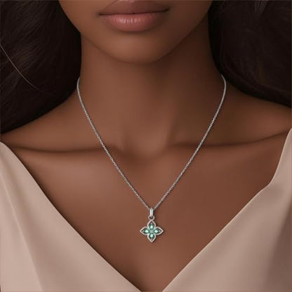 925 Sterling Silver Dainty Necklaces for Women Pendant Jewelry Gift for Her | Hypoallergenic Ocean Animal Love Cherry Blossom Jewelry, Ideal Valentine Birthday Christmas Graduation Gift for Wife Mom - color: Four Leaf Clover