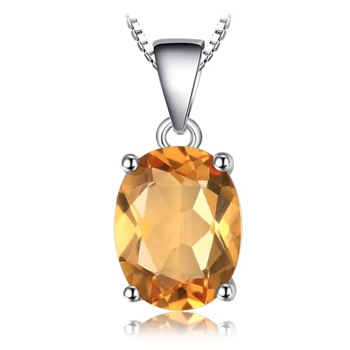 JewelryPalace Natural Gemstone Garnet Peridot Amethyst Citrine Blue Topaz Birthstone Solitaire Pendant Necklace Jewelry Set, 14k Gold Plated 925 Sterling Silver Necklaces for Women, 18 Inch Box chain - color: D-Brass-Crystal