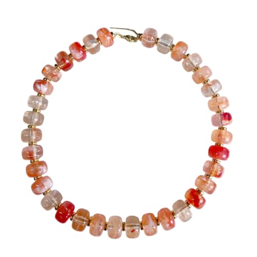 Colorful Chunky Resin Beaded Choker Necklaces for Women | Multicolor Beads, Sturdy Metal Chain, Adjustable, Detachable, Lightweight, Summer Beach Boho, Trendy Statement Jewelry Gift - color: Light Orange