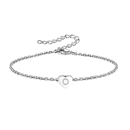 KunBead Initial Engraved Letter Bracelets Dainty Mini Size Heart Love Charm Stainless Steel Bracelets for Women Birthday Jewelry - style: O